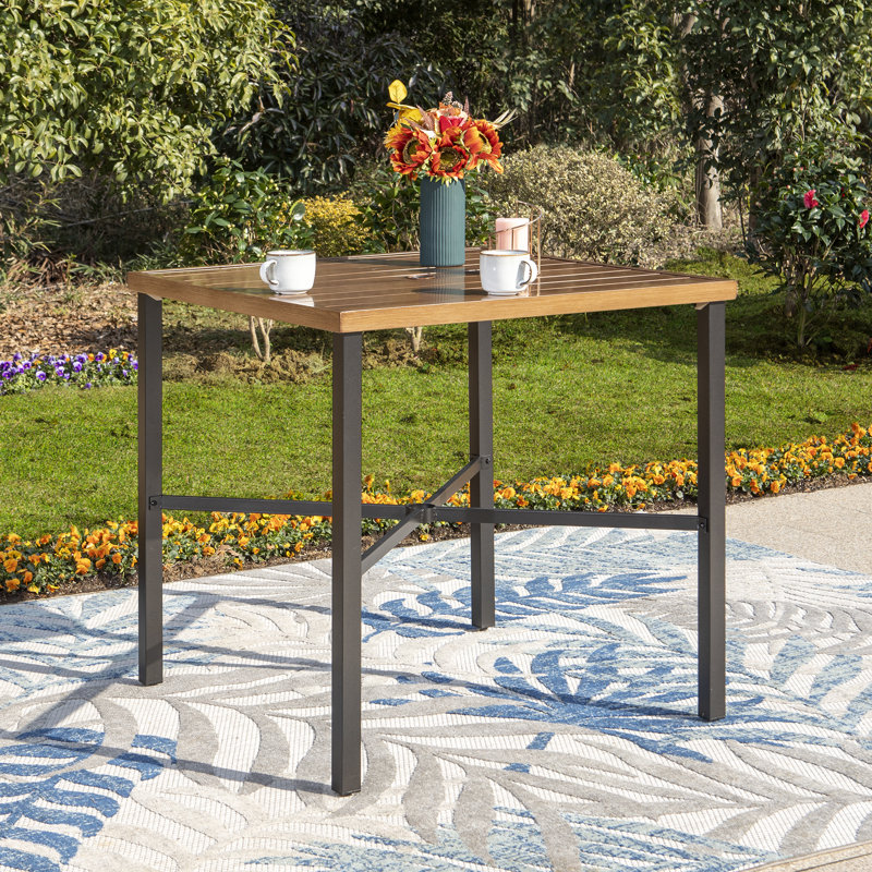 Lark Manor Alyne Metal Outdoor Bar Table Wayfair